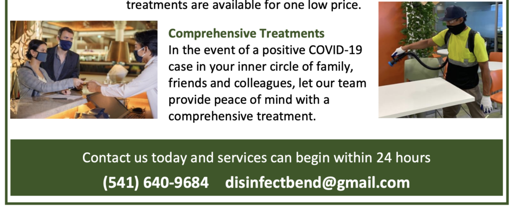 Bend Chamber Member discounts on CDC-Approved Disinfection Services
