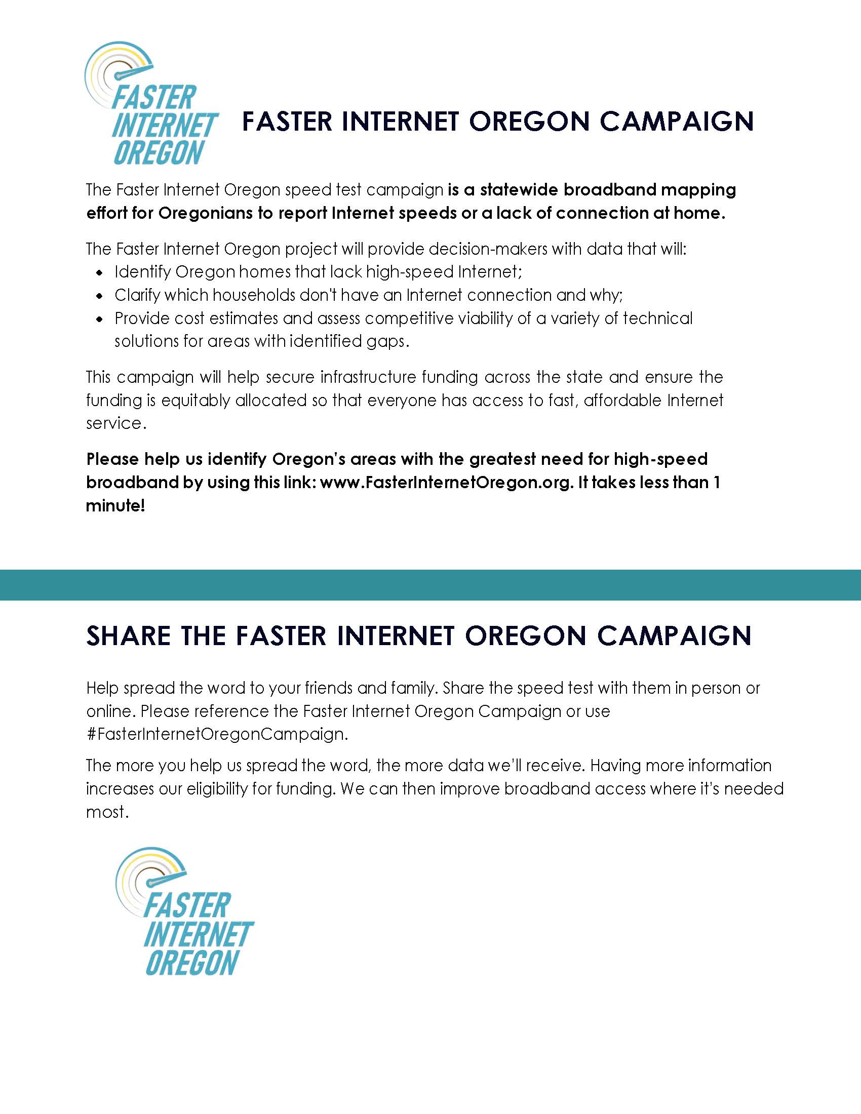 Faster Internet Oregon Campaign